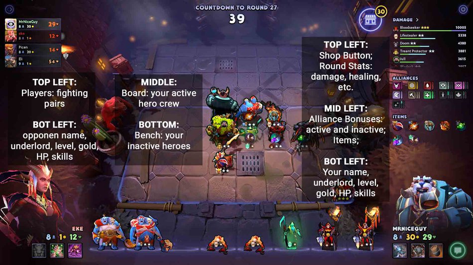 Underlords user Interface